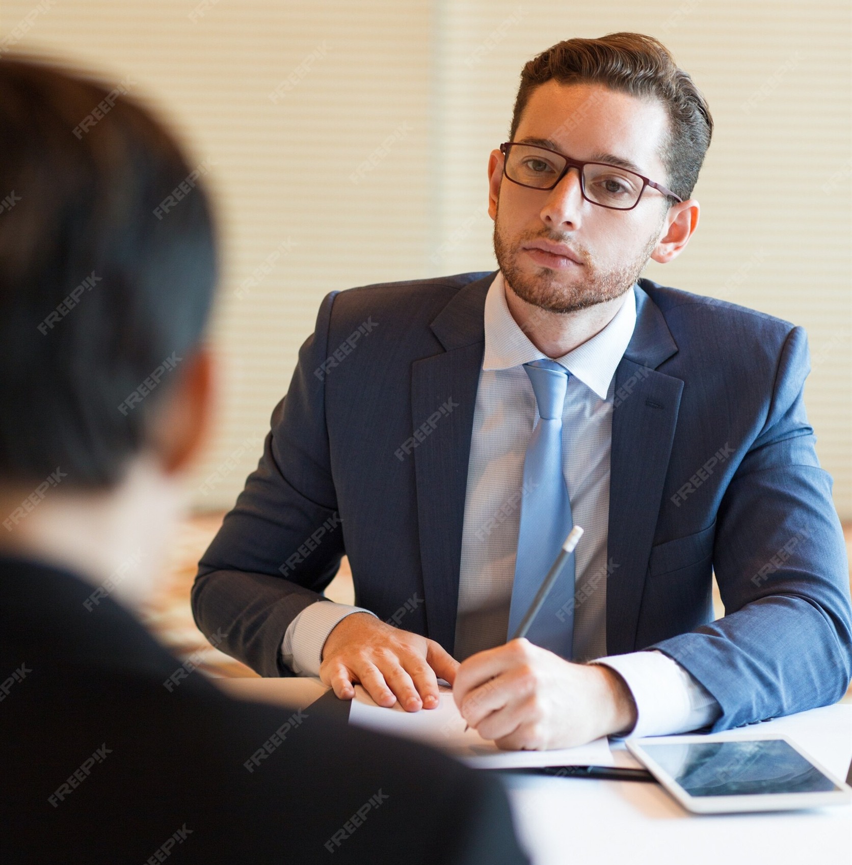 Job candidate in a professional interview